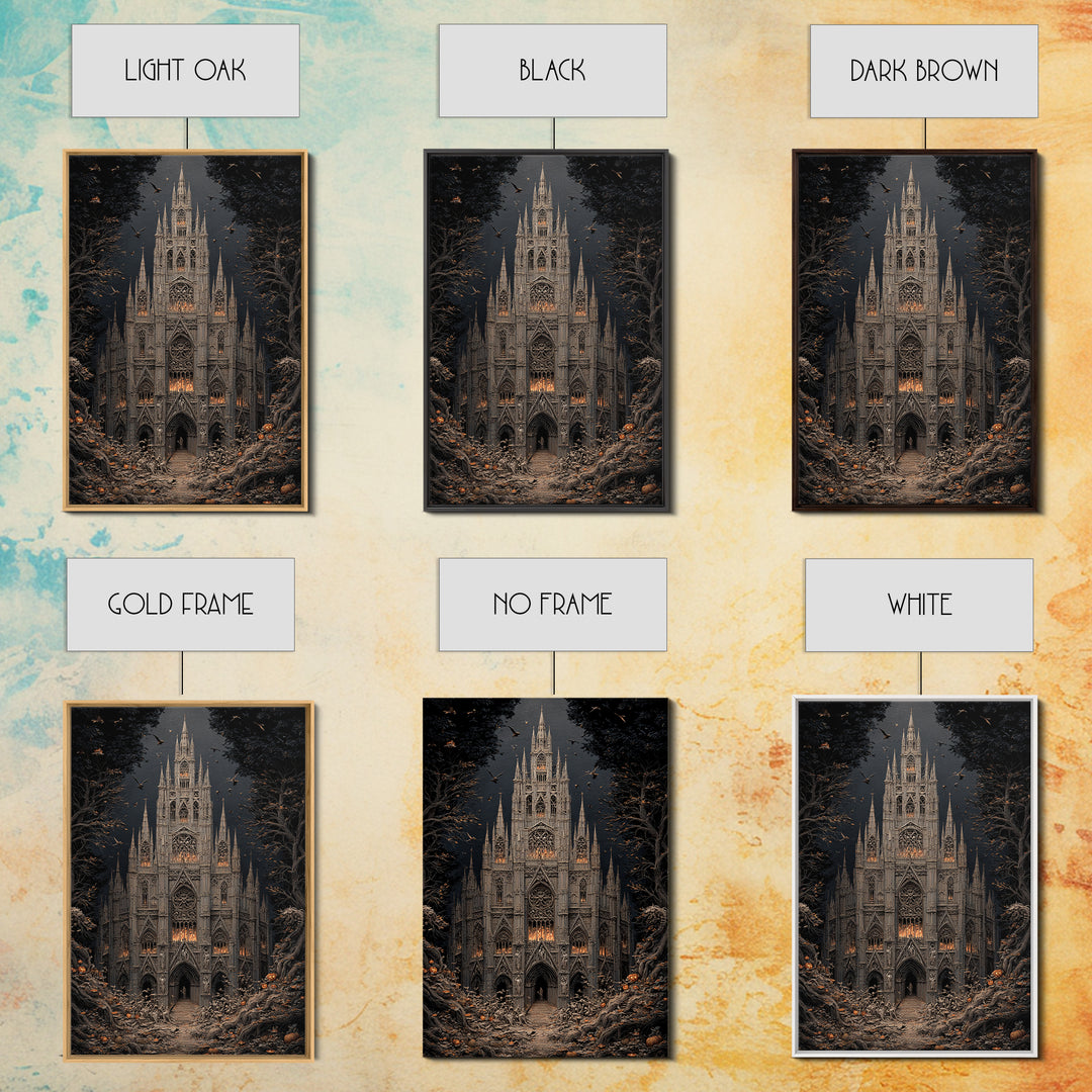 The Cathedral Of Bones, Vertical Wall Art, Macabre Wall Art, Framed Canvas Print, Halloween Wall Decor, Gothic Home Decor, Spooky Wall Decor