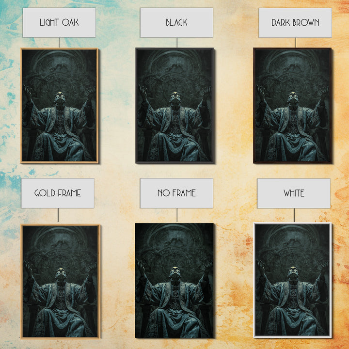 The Dreaming Priest Of The Outer Gate, Vertical Wall Art, Eldritch Gothic Decor, Framed Canvas Print, Halloween Wall Decor