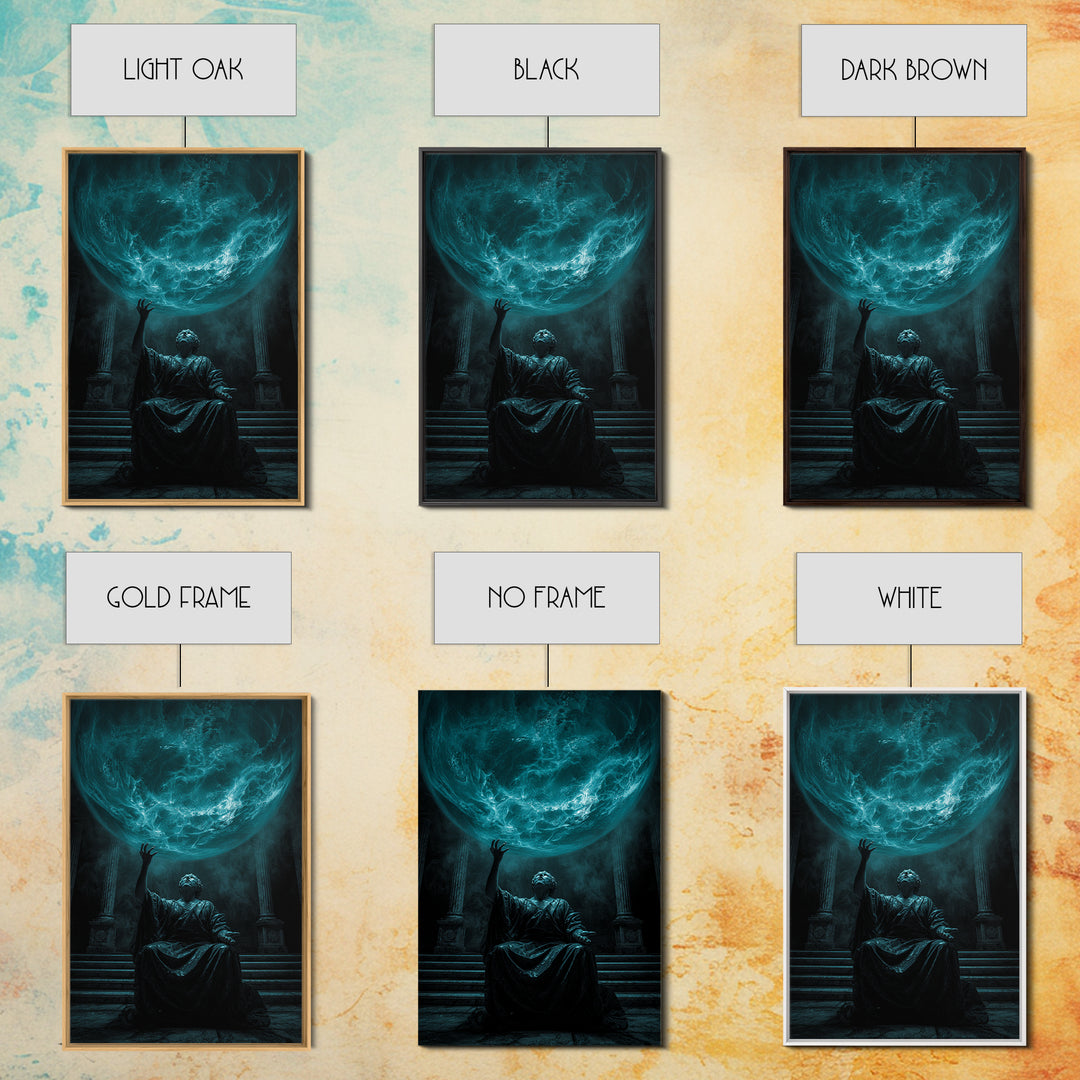 The Oracle Of The Glass Depths, Vertical Wall Art, Dark Fantasy Wall Art, Framed Canvas Print, Halloween Wall Decor, Gothic Home Decor