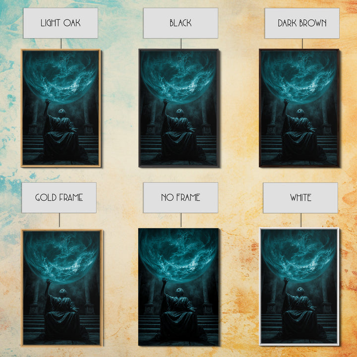 The Oracle Of The Glass Depths, Vertical Wall Art, Dark Fantasy Wall Art, Framed Canvas Print, Halloween Wall Decor, Gothic Home Decor