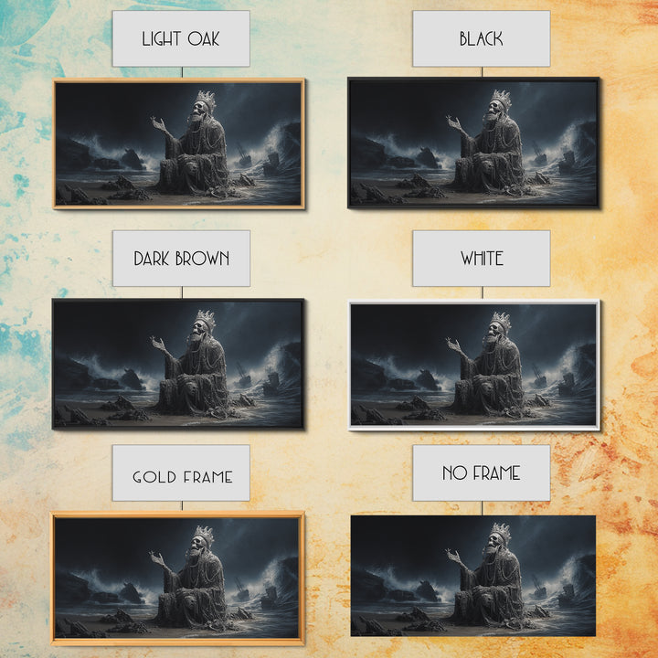 The Salt King Of The Black Shore, Wide Panoramic Art, Cosmic Horror Wall Art, Canvas Print, Halloween Wall Decor, Gothic Home Decor