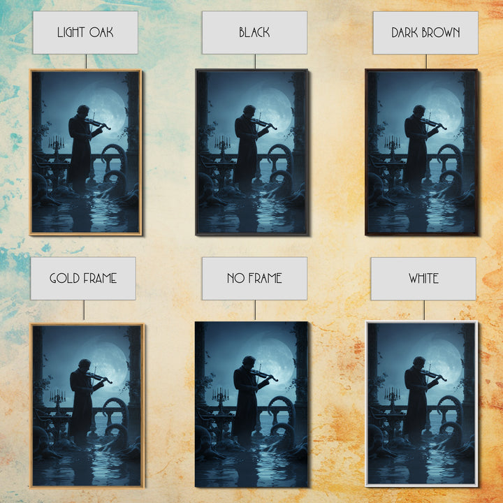 The Violinist Of The Drowned Moon, Vertical Wall Art, Macabre Wall Art, Canvas Print, Halloween Wall Decor, Gothic Home Decor