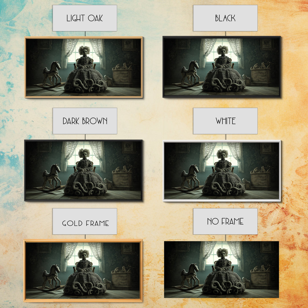 The Doll From Beyond The Void, Wide Panoramic Art, Dark Fantasy Wall Art, Canvas Print, Halloween Wall Decor, Gothic Home Decor
