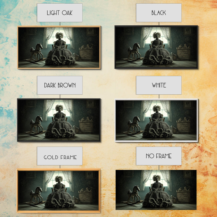 The Doll From Beyond The Void, Wide Panoramic Art, Dark Fantasy Wall Art, Canvas Print, Halloween Wall Decor, Gothic Home Decor