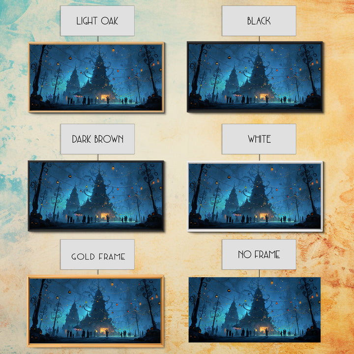 The Festival Of The Little Old Ones, Wide Panoramic Art, Spooky Home Decor, Canvas Print, Halloween Wall Decor, Gothic Home Decor