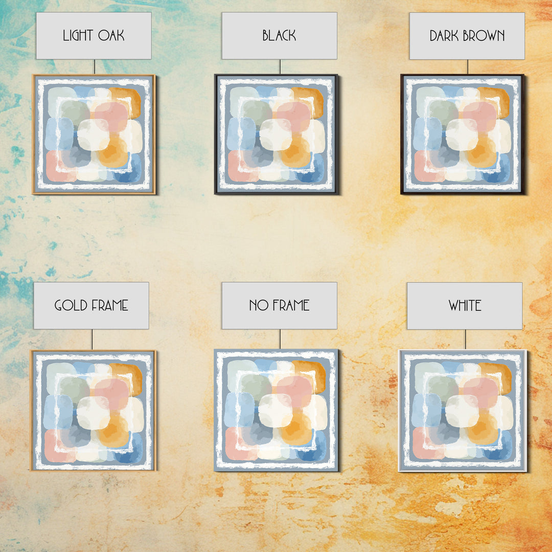 Simple Rainbow Pastel Shapes for Children Framed Canvas Print, Dental Office Art, Digital Artwork, Office Decor, Fine Art, Calm, DOA-1x1-21