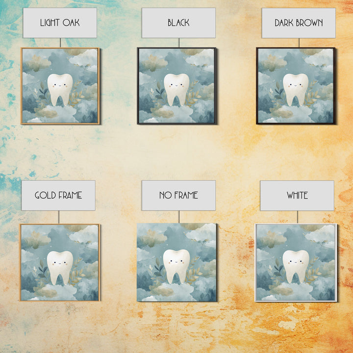 Playful Tooth Shaped Character Canvas Print, Dental Office Art, Medical Office Decor, Office Decor, Abstract Art, Calm, DOA-1x1-54