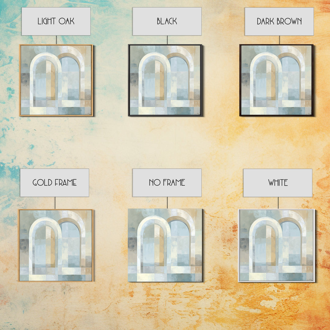 Light Scandinavian Abstract Arches Framed Canvas Print, Dental Office Art, Dental Assistant, Office Decor, Fine Art, Calm, DOA-1x1-65