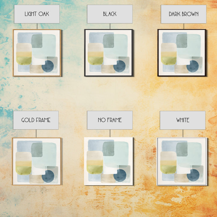 Simple Rainbow Pastel Shapes for Children Framed Canvas Print, Dental Office Art, Dental Gift, Office Decor, Abstract Art, Calm, DOA-1x1-93