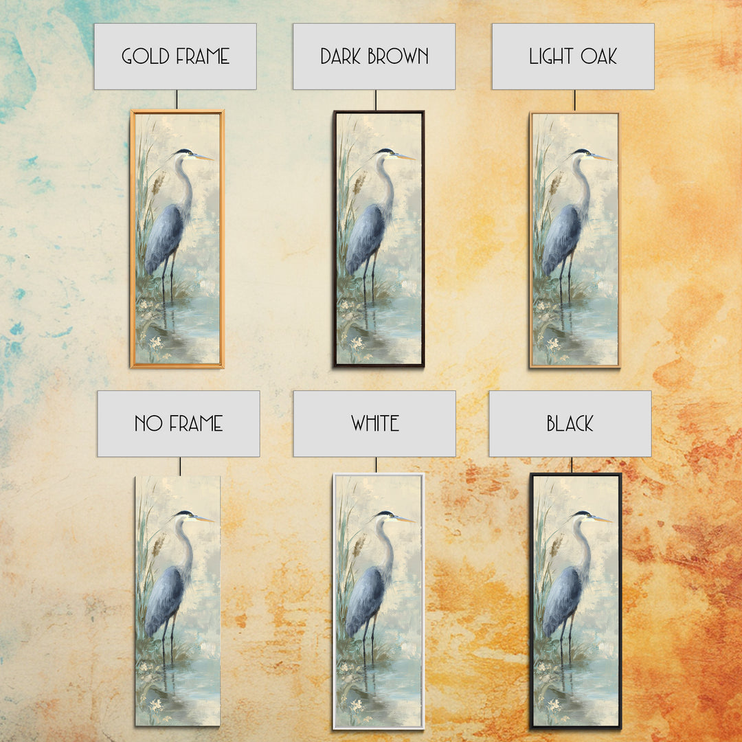 Blue Heron by Calm Marsh Water Canvas Print, Dental Office Art, Digital Print, Office Decor, Calm, Medical Office Decor, DOA-1x3-11