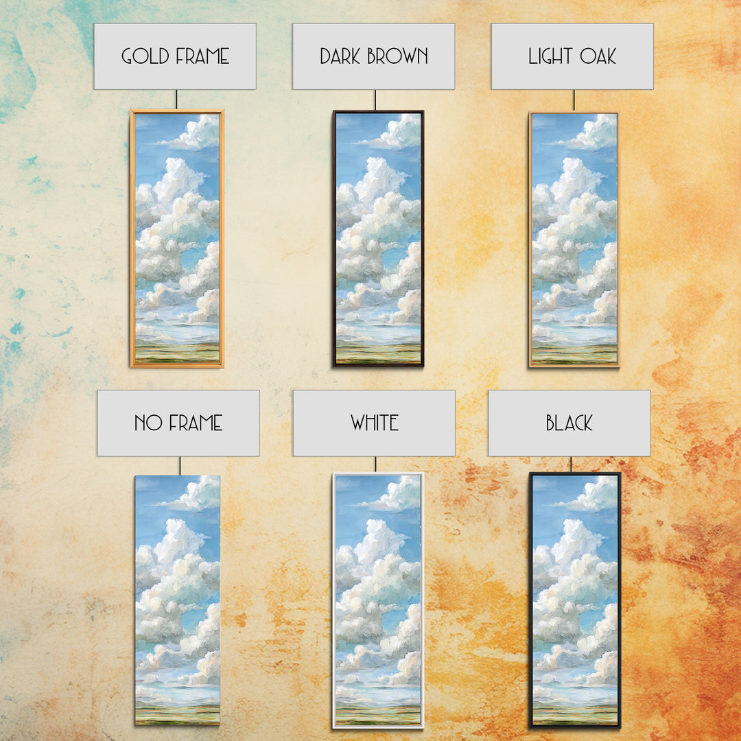 Peaceful Clouds over Open Meadow Framed Canvas Print, Dental Office Art, Dentistry Art, Office Decor, Fine Art, Calm, DOA-1x3-69