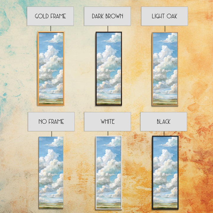 Peaceful Clouds over Open Meadow Framed Canvas Print, Dental Office Art, Dentistry Art, Office Decor, Fine Art, Calm, DOA-1x3-69