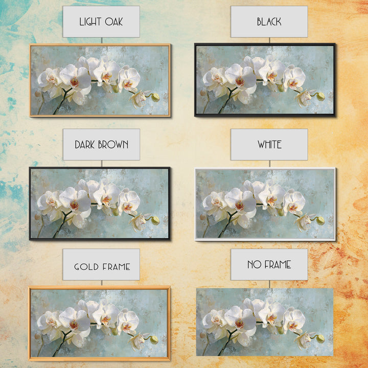 White Orchid on Stone Background Framed Canvas Print, Dental Office Art, Digital Artwork, Office Decor, Fine Art, Calm, DOA-2x1-80