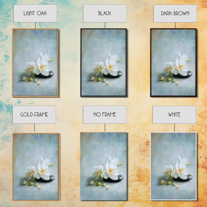 White Orchid on Stone Background Framed Canvas Print, Dental Office Art, Modern Decor, Office Decor, Oil Painting, Calm, DOA-2x3-20