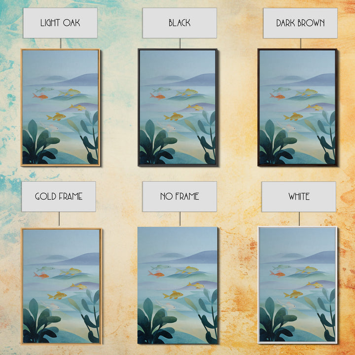 Colorful Fish Swimming Framed Canvas Print, Dental Office Art, Dental Gift, Office Decor, Abstract Art, Calm, DOA-2x3-26