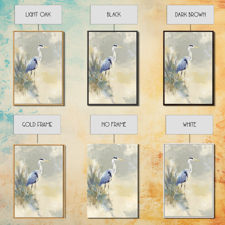 Blue Heron by Calm Marsh Water Canvas Print, Dental Office Art, Dental Art, Office Decor, Fine Art, Calm, Dental Gift, DOA-2x3-31