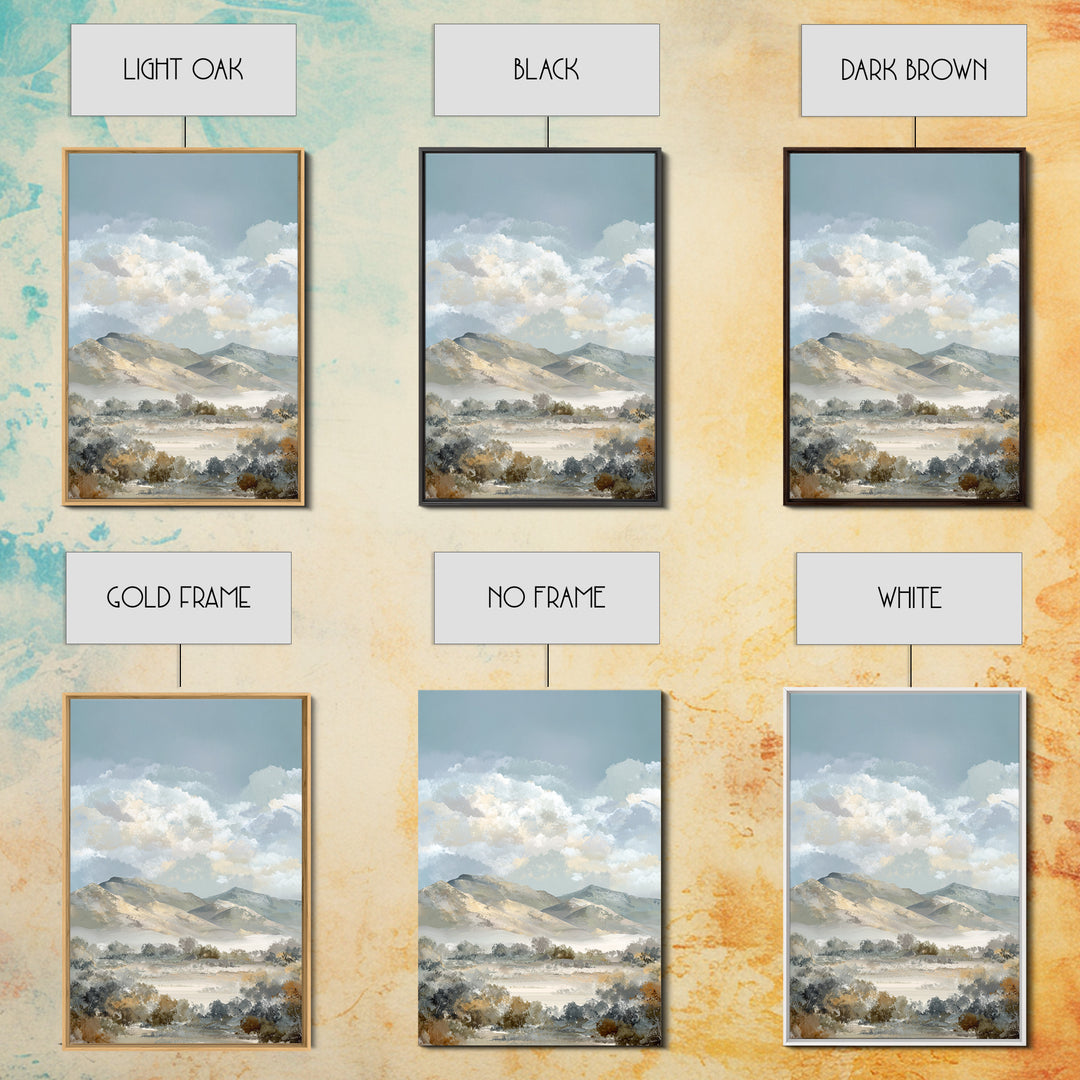 Gentle Mountain Landscape Framed Canvas Print, Dental Office Art, Office Decor, Watercolor Art, Calm, Medical Art, DOA-2x3-36