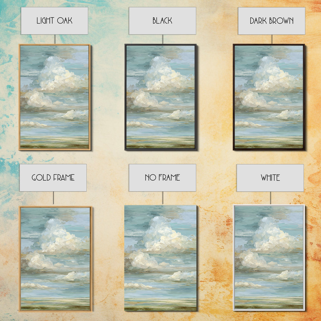 Peaceful Clouds over Open Meadow Framed Canvas Print, Dental Office Art, Modern Decor, Office Decor, Fine Art, Calm, Poster, DOA-2x3-41