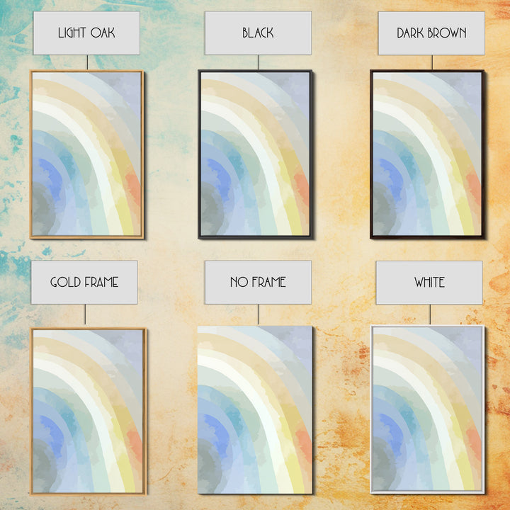 Simple Rainbow Pastel Shapes for Children Framed Canvas Print, Dental Office Art, Boho Decor, Office Decor, Abstract Art, Calm, DOA-2x3-53