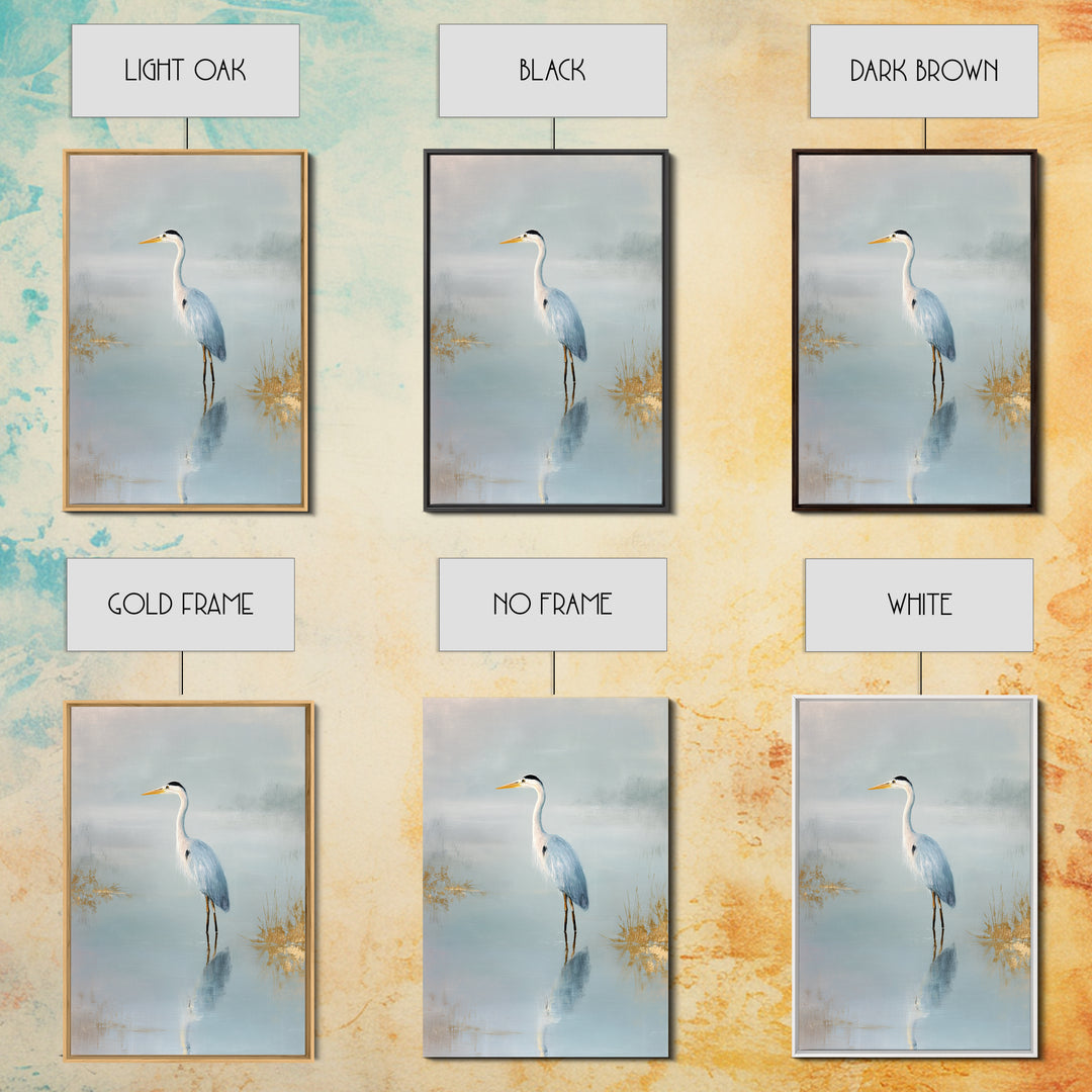 Blue Heron by Calm Marsh Water Canvas Print, Dental Office Art, Decor, Office Decor, Fine Art, Calm, Digital Artwork, DOA-2x3-7