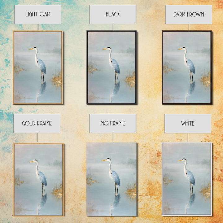 Blue Heron by Calm Marsh Water Canvas Print, Dental Office Art, Decor, Office Decor, Fine Art, Calm, Digital Artwork, DOA-2x3-7