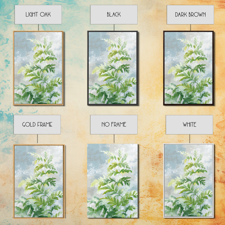 Botanical Fern Study Framed Canvas Print, Dental Office Art, Medical Office Art, Office Decor, Watercolor Art, Calm, DOA-2x3-75