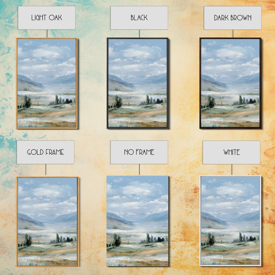 Peaceful Clouds over Open Meadow Framed Canvas Print, Dental Office Art, Wall Art, Office Decor, Calm, Dental Office Decor, DOA-2x3-89