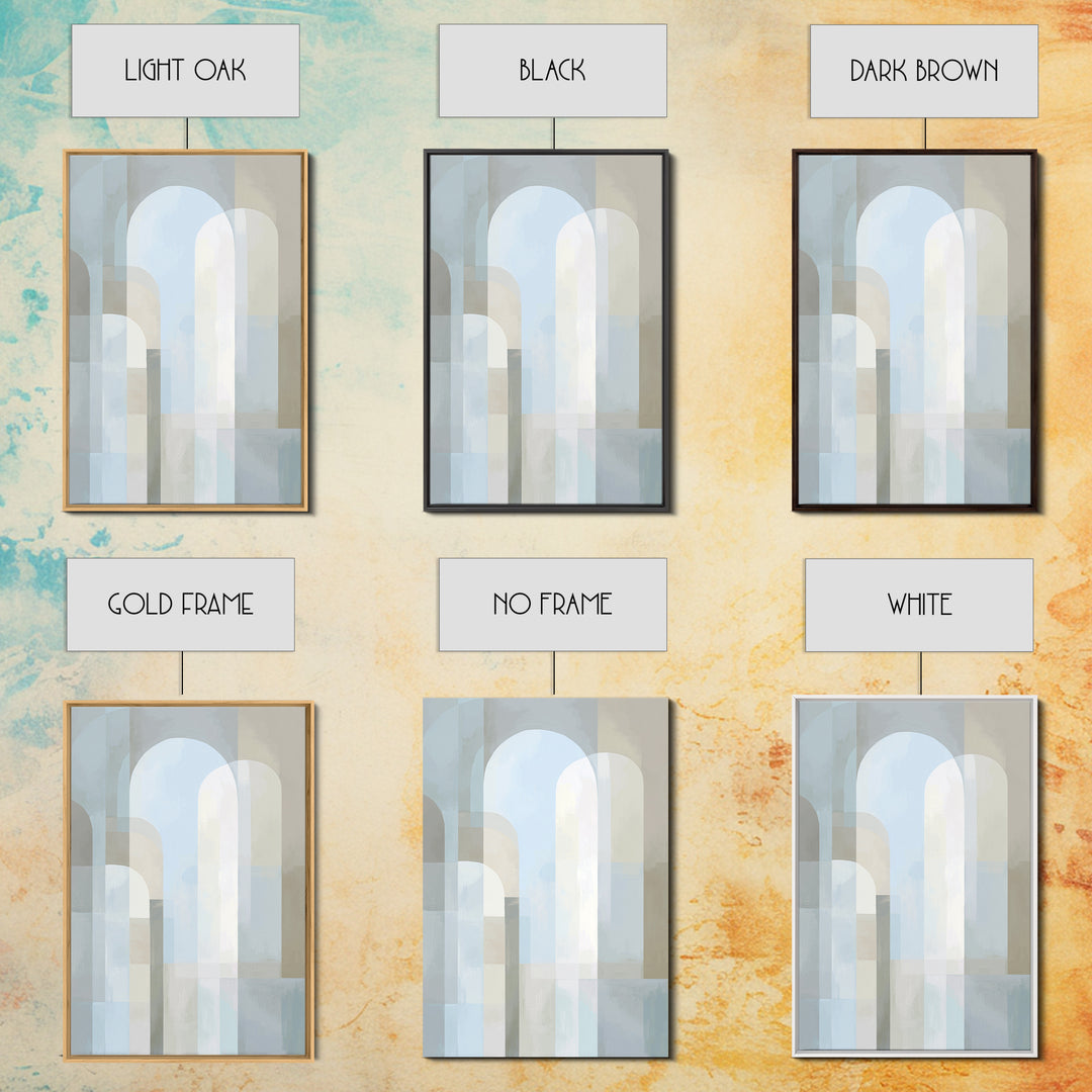 Light Scandinavian Abstract Arches Framed Canvas Print, Dental Office Art, Textured Painting, Office Decor, Abstract Art, Calm, DOA-2x3-97