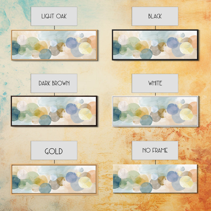 Simple Rainbow Pastel Shapes for Children Framed Canvas Print, Dental Office Art, Office Decor, Abstract Art, Calm, DOA-3x1-37