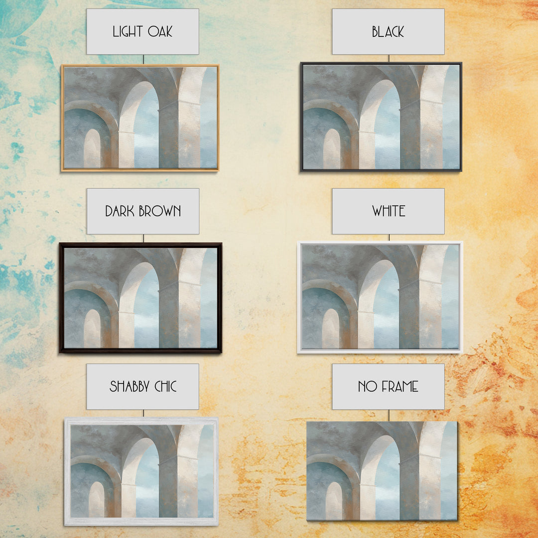 Light Scandinavian Abstract Arches Framed Canvas Print, Dental Office Art, Minimalist Wall Art, Office Decor, Fine Art, Calm, DOA-3x2-45