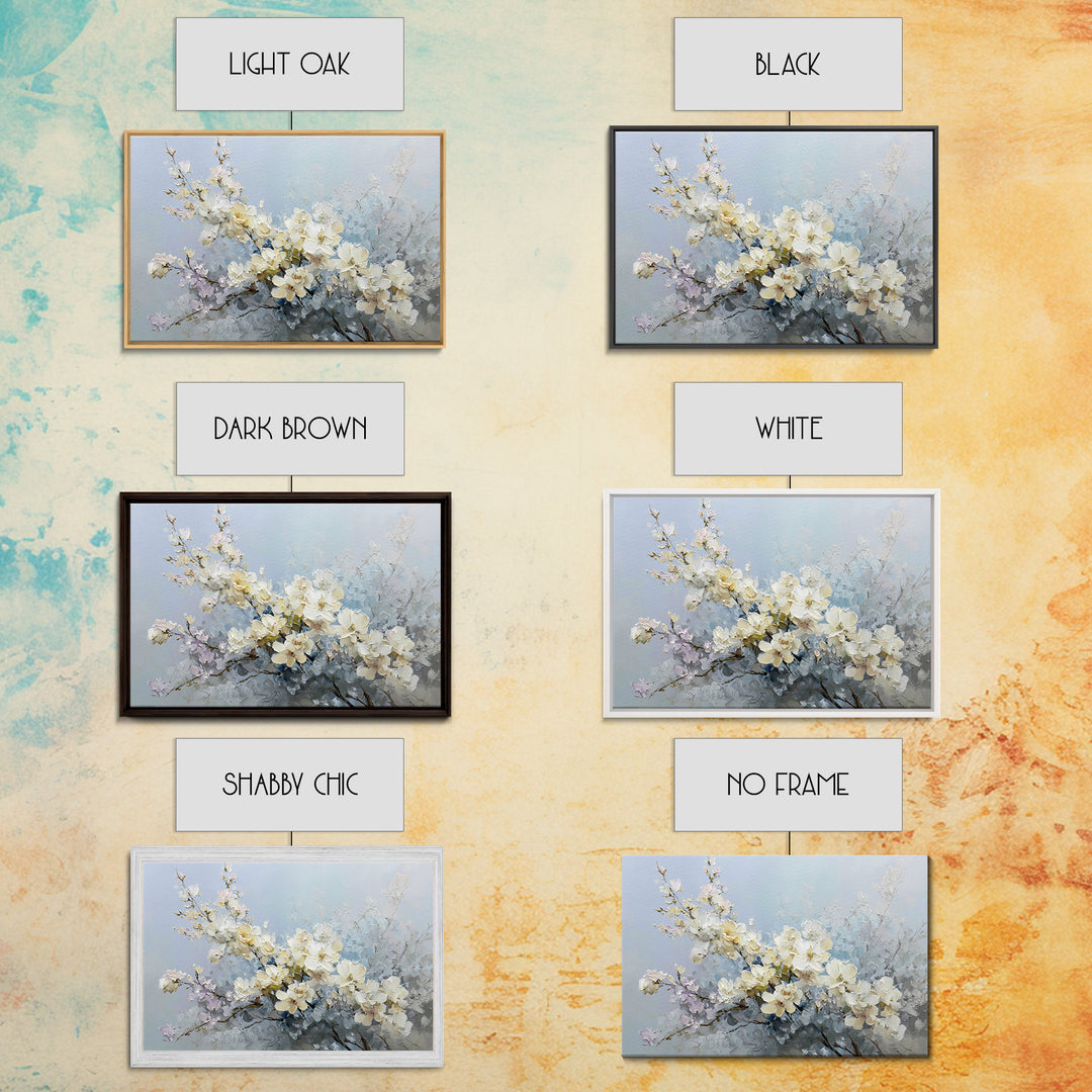 Sterile Modern Floral Painting Framed Canvas Print, Dental Office Art, Neutral Decor, Office Decor, Oil Painting, Calm, DOA-3x2-63