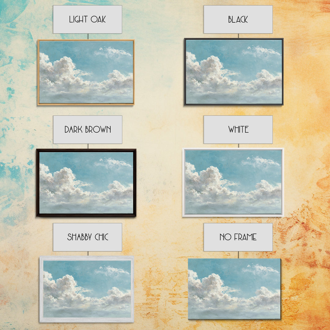 Peaceful Clouds over Open Meadow Framed Canvas Print, Dental Office Art, Dental Wall Art, Office Decor, Watercolor Art, Calm, DOA-3x2-85