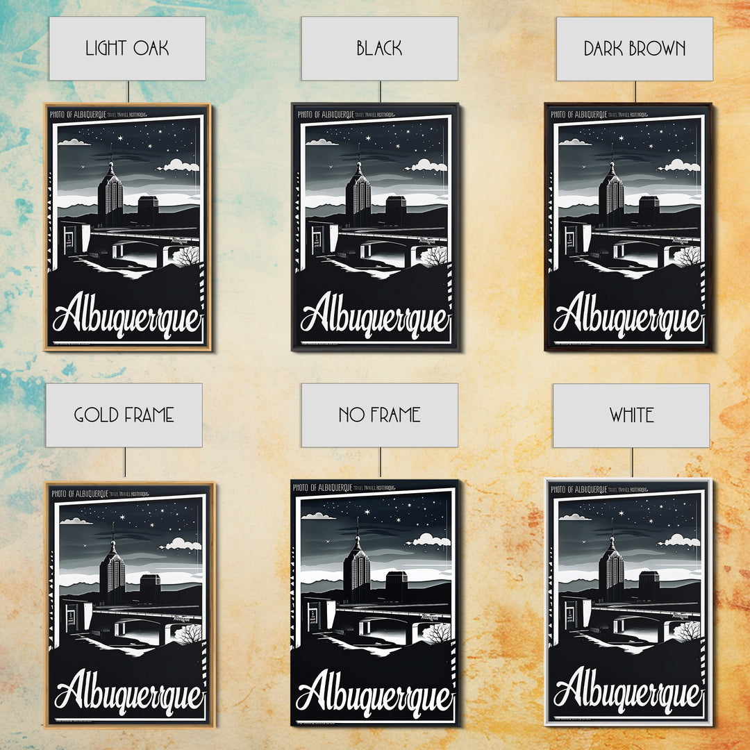 Albuquerque New Mexico Travel Poster, Canvas Print, Night Street Poster Art, Albuquerque City Art, Gift For Travelers, Home Office Decor