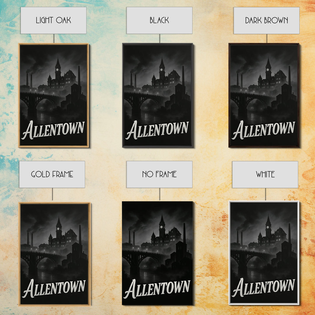 Allentown Pennsylvania Travel Poster, Canvas Print, Night Street Poster Art, Allentown City Art, City Travel Prints, Wall Art, Poster Art
