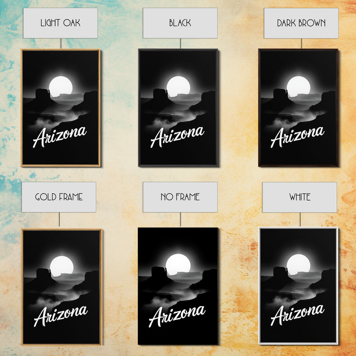 Arizona Travel Poster, Framed Canvas Print, Night Street Poster Art, Arizona City Art, Eclectic Wall Decor, Mid Century Wall Art