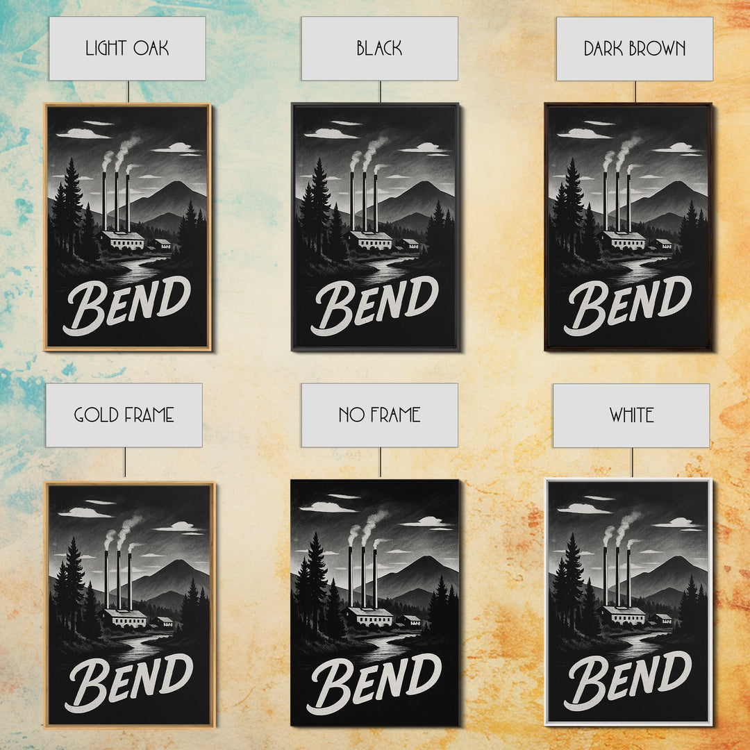 Bend Oregon Travel Poster, Canvas Print, Vintage Noir Poster Art, Bend City Art, Fine Art Print, Vintage Travel Print, Vintage City Poster