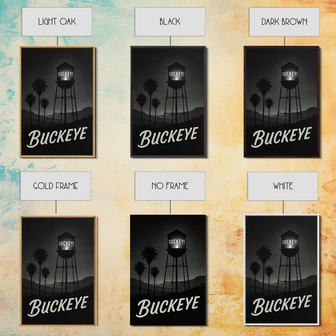 Buckeye Arizona Travel Poster, Framed Canvas Print, Black And White Travel Art, Buckeye Art Print, Travel Wall Decor, Home Office Decor