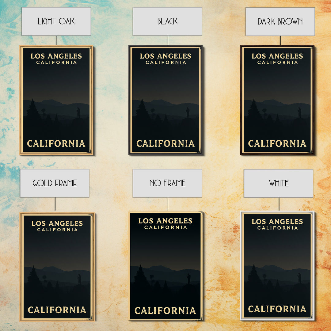 California Travel Poster, Framed Canvas Print, Night Street Poster Art, California Poster Print, Eclectic Wall Decor, City Art Print