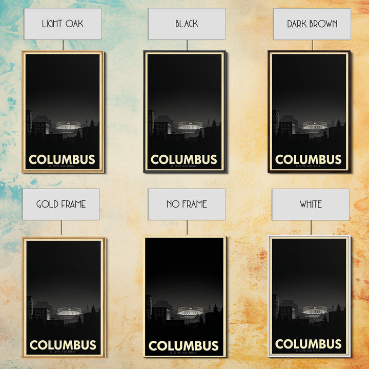 Columbus Travel Poster, Canvas Print, Vintage Noir Poster Art, Columbus City Art, Travel Art Print, Living Room Wall Art, City Travel Prints