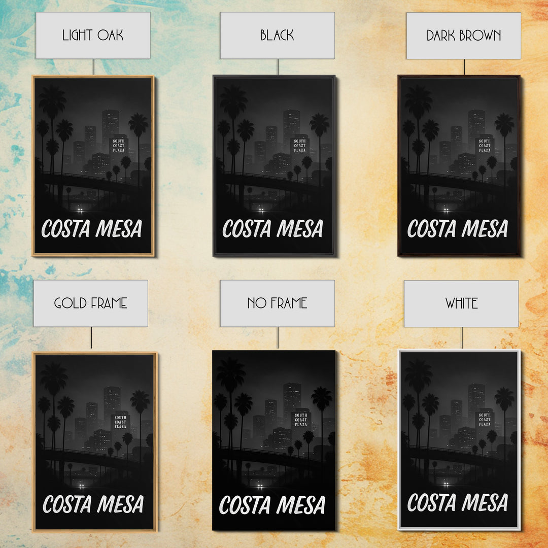 Costa Mesa California Travel Poster, Canvas Print, Vintage Noir Poster Art, Costa Mesa Art Print, Travel Wall Art, Art Print