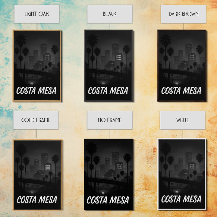 Costa Mesa California Travel Poster, Canvas Print, Vintage Noir Poster Art, Costa Mesa Art Print, Travel Wall Art, Art Print