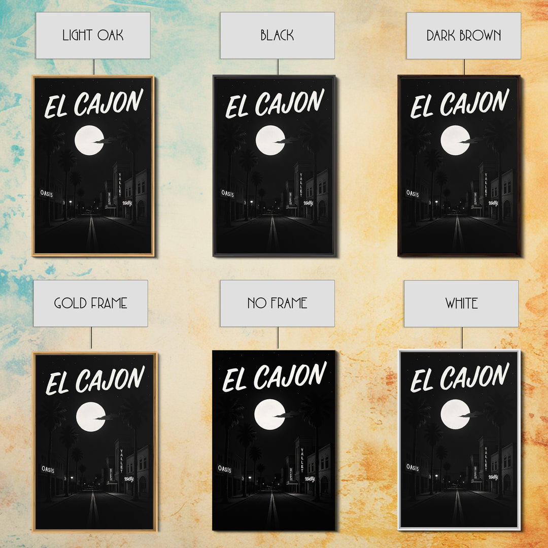 El Cajon California Travel Poster, Canvas Print, Dark Moody City Wall Art, El Cajon Poster Print, Travel Art Print, Retro Travel Print