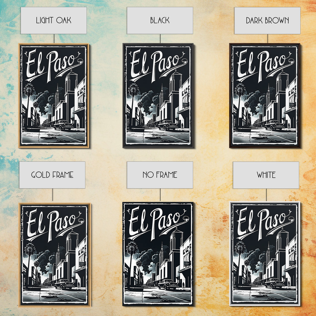 El Paso Travel Poster, Canvas Print, Night Street Poster Art, El Paso Wall Art, Fine Art Print, Vintage City Poster, City Travel Prints
