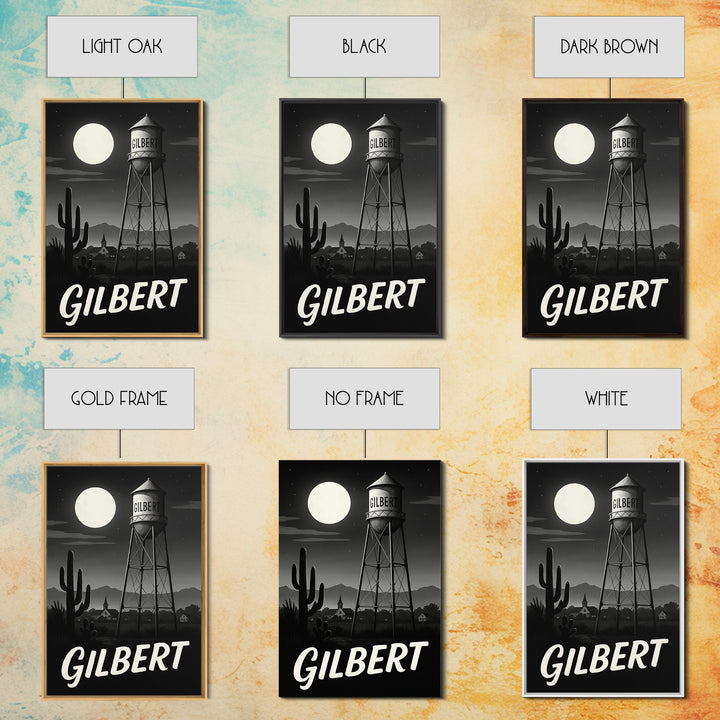 Gilbert Travel Poster, Canvas Print, Night Street Poster Art, Gilbert Travel Art, Eclectic Wall Decor, Fine Art Print, Wanderlust Decor