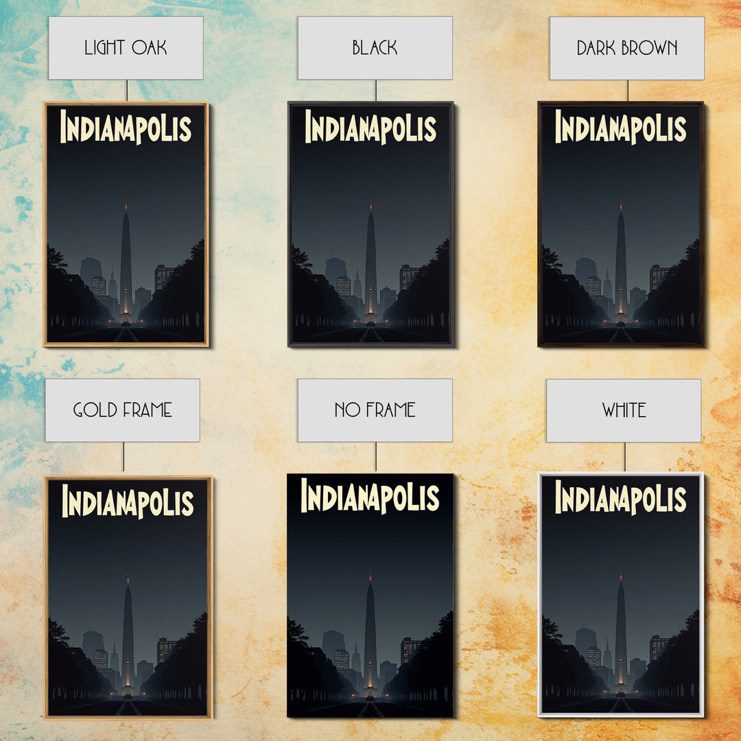 Indianapolis Travel Poster, Canvas Print, Night Street Poster Art, Indianapolis Travel Art, Watercolor Skyline Art, Gift For Travelers