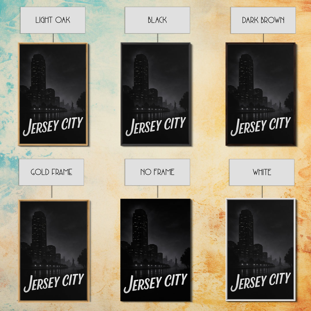 Jersey City New Jersey Travel Poster, Canvas Print, Vintage Noir Poster Art, Jersey City Wall Art, Poster Art, Travel Poster Set, Poster Art