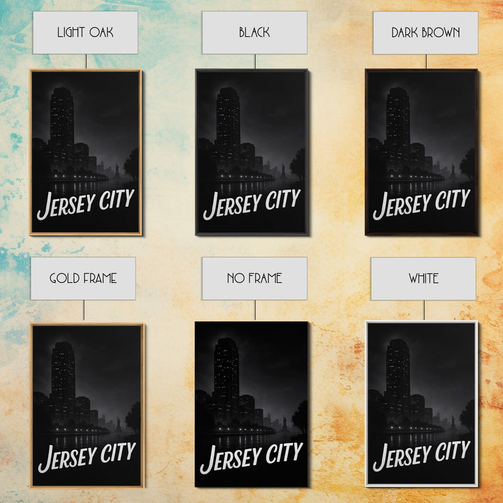Jersey City New Jersey Travel Poster, Canvas Print, Vintage Noir Poster Art, Jersey City Wall Art, Poster Art, Travel Poster Set, Poster Art