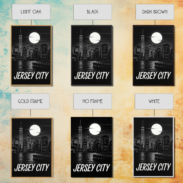 Jersey City Travel Poster, Framed Canvas Print, Vintage Noir Poster Art, Jersey City Travel Art, Vintage Travel Print, Vintage City Poster