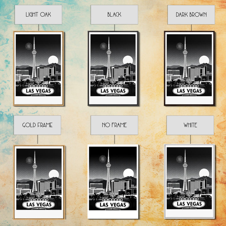 Las Vegas Travel Poster, Framed Canvas Print, Night Street Poster Art, Las Vegas Wall Art, Vintage Travel Art, Fine Art Print, Wall Art