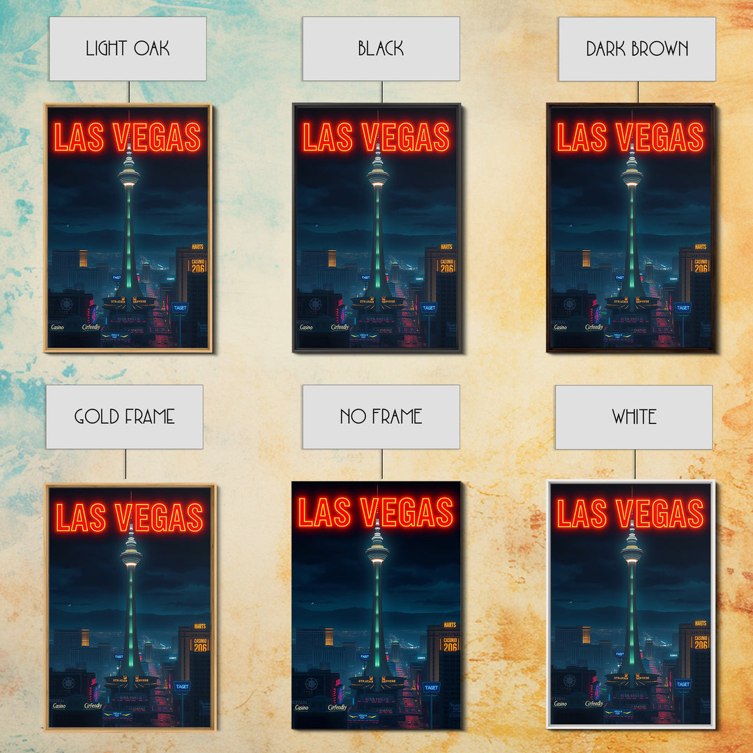 Las Vegas Travel Poster, Framed Canvas Print, Black And White Travel Art, Las Vegas Poster Print, Gift For Travelers, Travel Wall Art